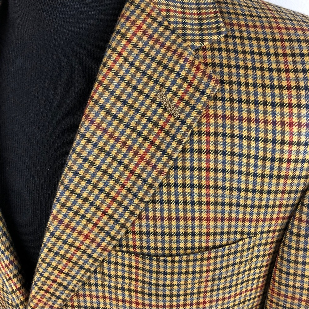 Hart Schaffner Marx Gold Trumpeter Blazer Sz 41L Loro Piana Houndstooth Cashmere - Picture 4 of 13